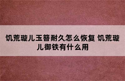 饥荒璇儿玉簪耐久怎么恢复 饥荒璇儿御铁有什么用